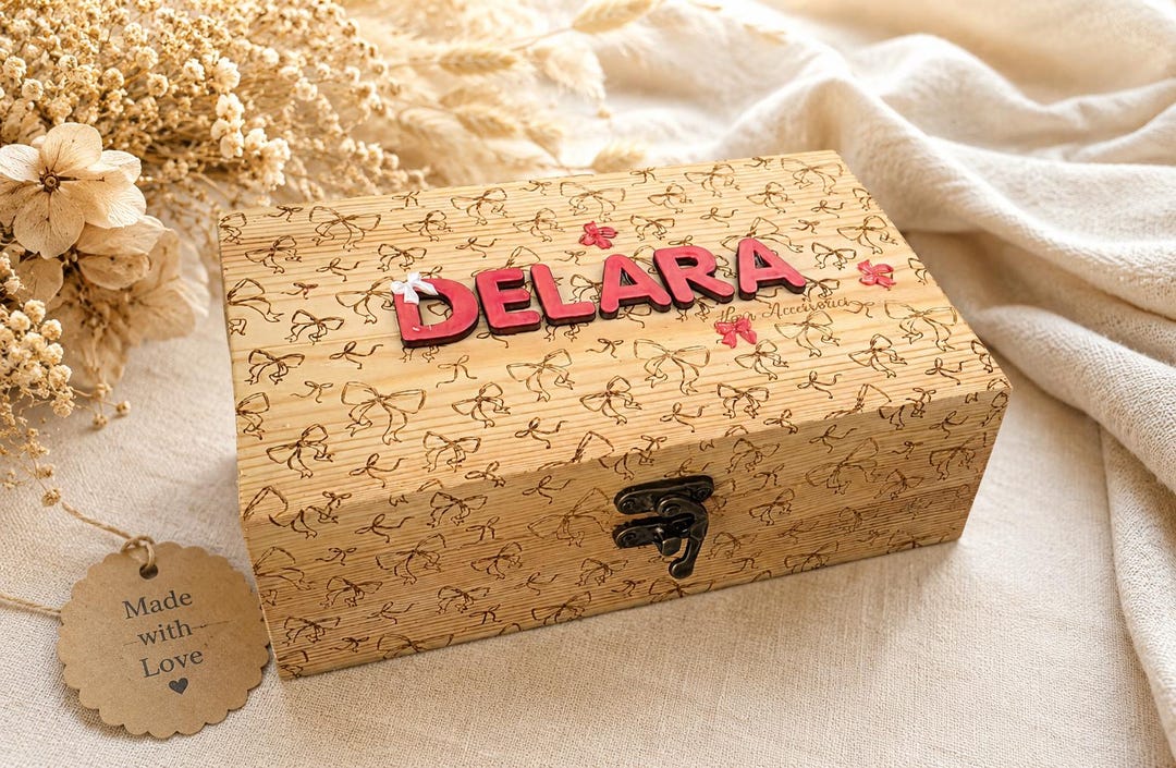 Custom Name Bows Keepsake Wooden Box for Girls - Etsy UK