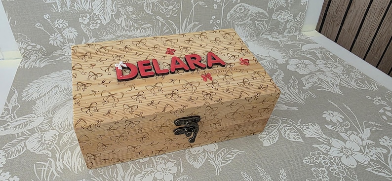 Custom Name Bows Keepsake Wooden Box for Girls - Etsy UK