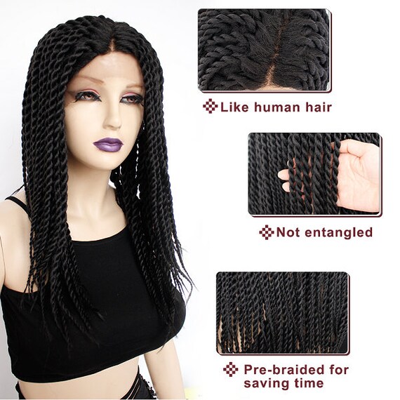 Braidswig, Braided Wig for Black Women, Knotless Box Braids, Burgundy Hair,  Gifts for Black Women, Women, Free Shipping, Small Box Braids 