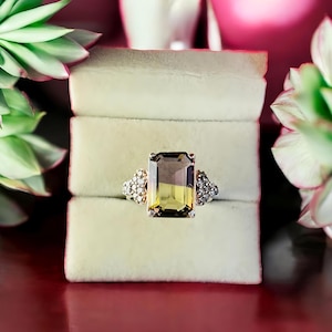 The Blush Harvest Ring, &quot;Watermelon Tourmaline Silver Ring – Dainty Gemstone Ring, Summer Statement Jewelry, Natural Watermelon Slice Ring,