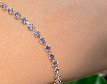 Gulicx, bracciale Tennis, argento/oro, con 5 cristalli ovali rubino