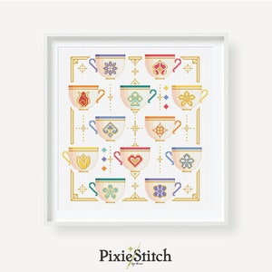 Wunderland Teacups Kreuzstich Anleitung, Teacup Ride Cross Stitch -- PDF Instant Download