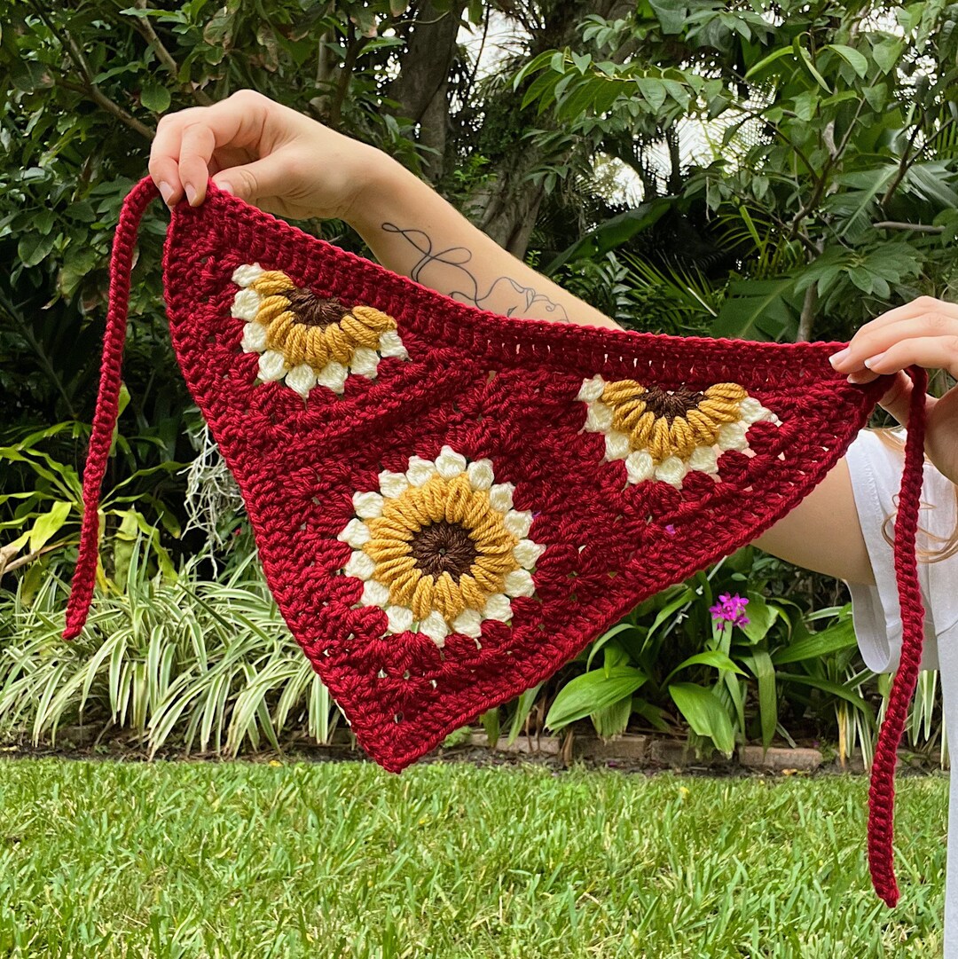 Handmade Crochet Sunflower Bandana Etsy