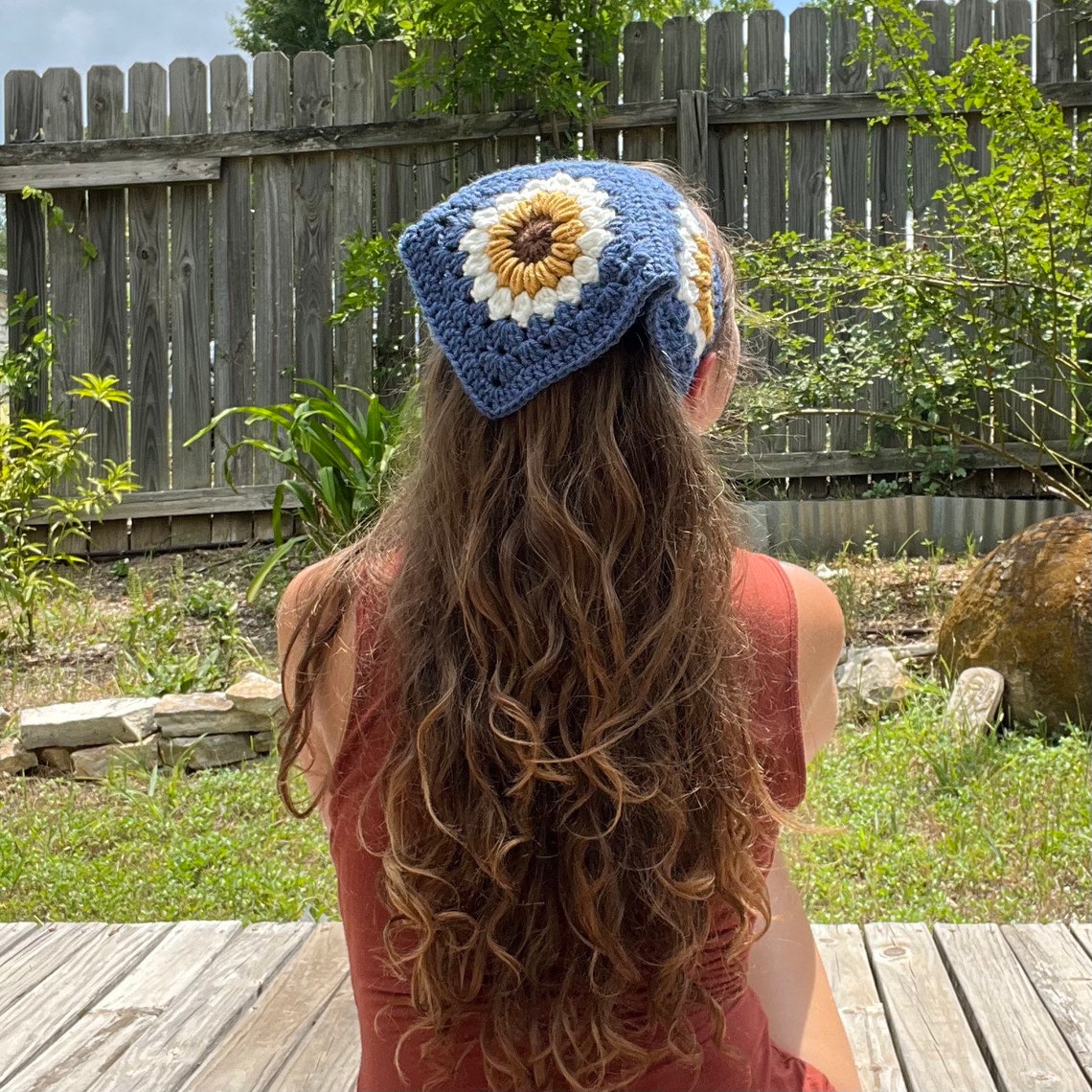 Handmade Crochet Sunflower Bandana Etsy