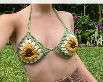 Crochet Sunflower Bralette Pattern