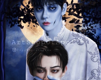 TXT Yeonjun and Soobin Halloween Art Print - TOMORROWXTOGETHER x Corpse Bride - Choi Yeonjun and Choi Soobin