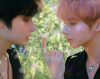 Kai x Taehyun Temptation Art Print - TOMORROWXTOGETHER TXT Huening Kai Kang Taehyun