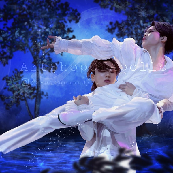 BTS Jimin and Jungkook Black Swan Performance Art Print