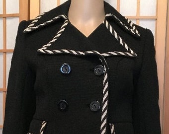 Chaqueta de mujer Mark Russell Vintage 1970s Black and White Jacket UK Tamaño 10 Hecho en Inglaterra