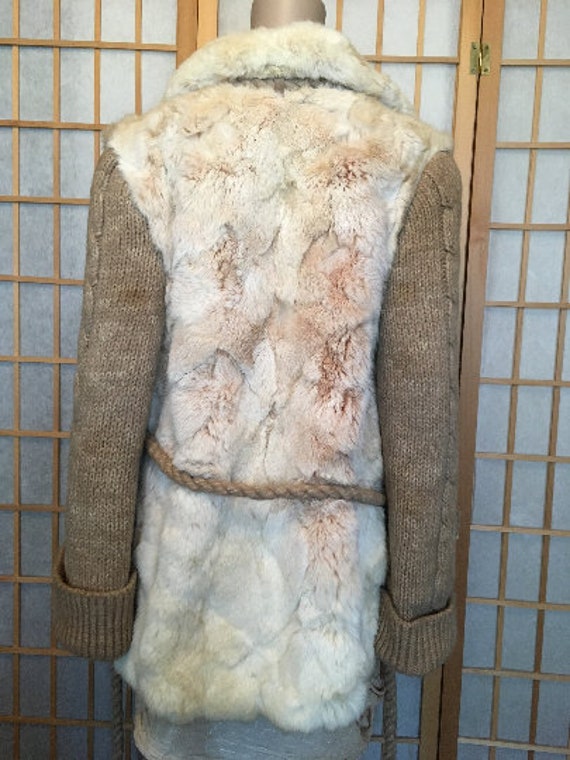 Vintage fur coat, genuine rabbit fur coat, knitte… - image 3