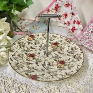 Antique Tazza Cake Stand, Gaytime Victorian Porcelain Tazza, Antique, Victorian Cake Stand single tier
