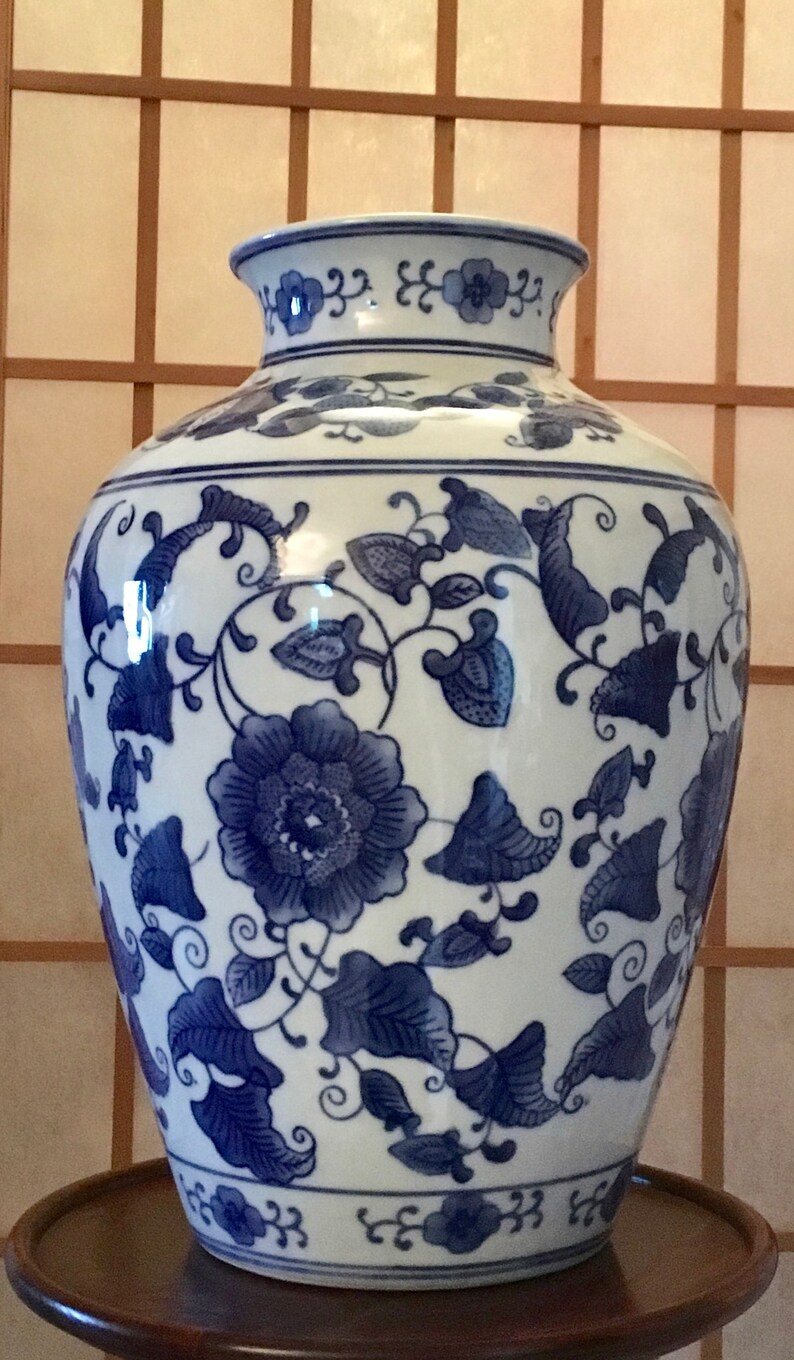 Antique, Blue & White Chinese Vase Etsy
