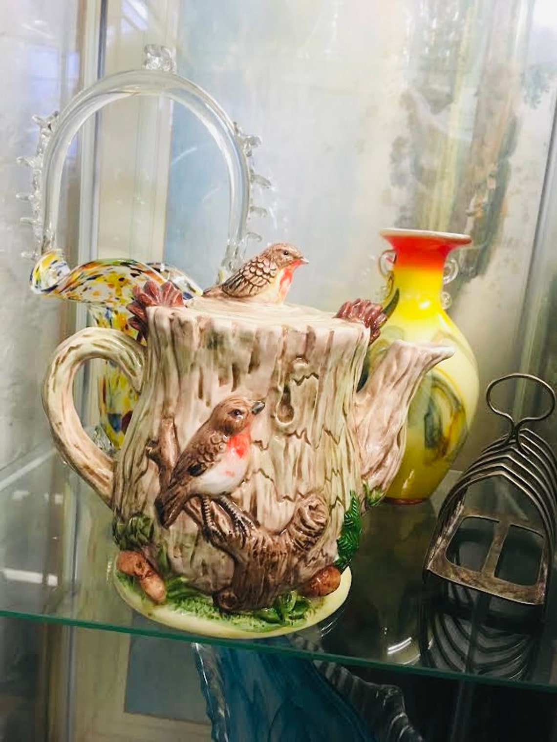 Vintage Robin Teapot, Leonardo Teapot, Robin Teapot, Handpainted Fine