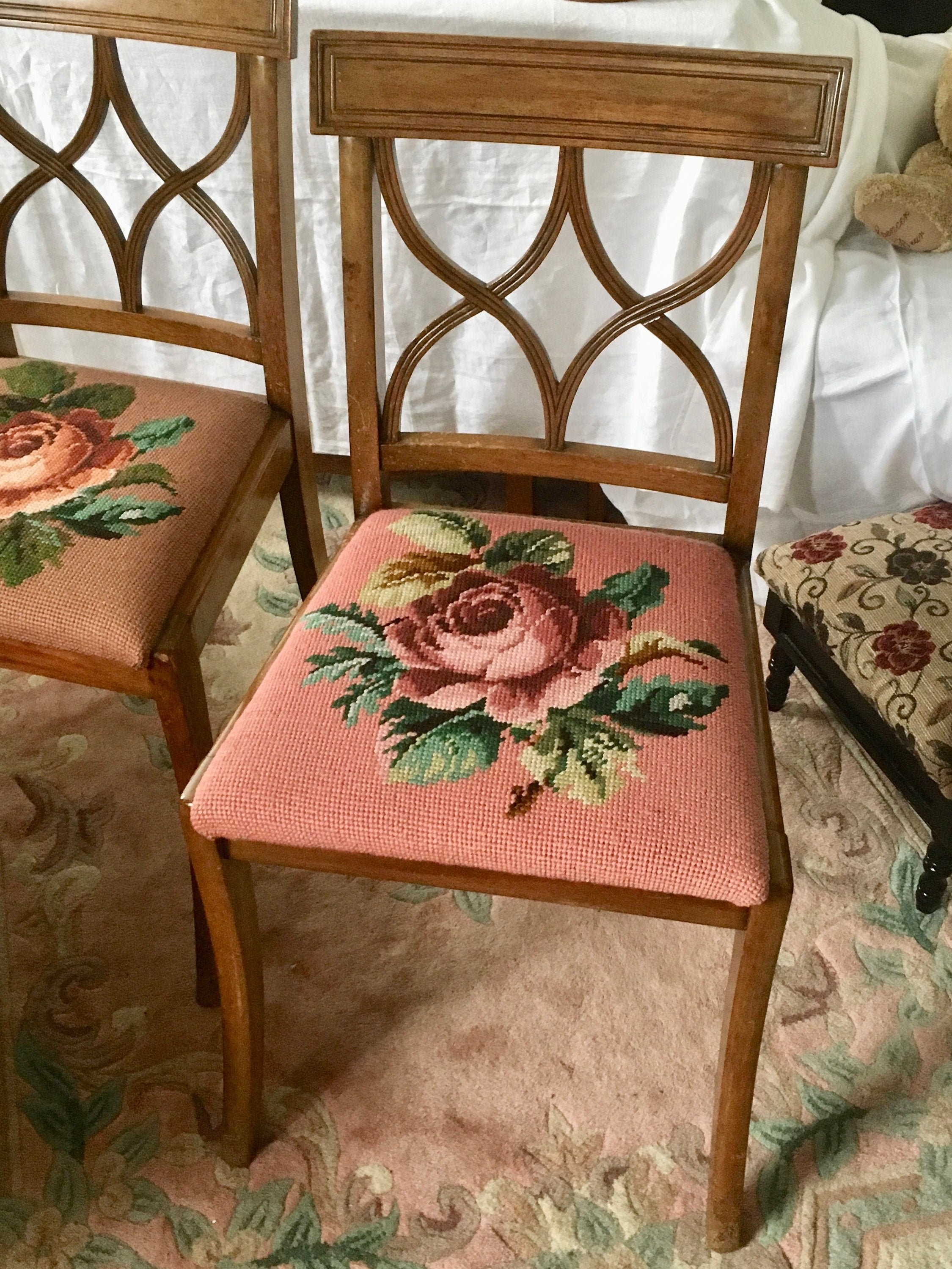 Vintage Needlepoint Chair With Hiawatha Heirloom Wool Etsy