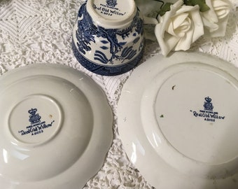 Booths A8025, Real Old Willow Blue, White Trio Tea Cup, Saucer and
