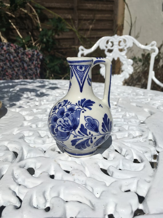 水指;DE DELFTSE PAUW オランダ 製　兼中斎箱書花押　値段交渉 Delft Blue & White Jug Handpainted Signed Stamped Base De Delftse
