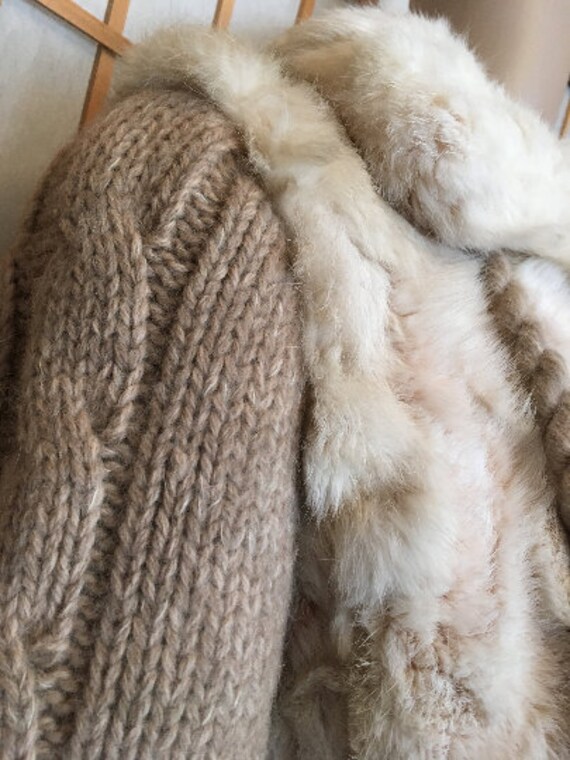 Vintage fur coat, genuine rabbit fur coat, knitte… - image 5