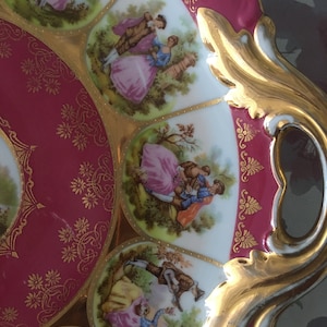 12 inch by 11 inches Two Handle Platter Cake Plate JKW stamped Carlsbad BAVARIA SYLVIA Beehive stamp Number 13