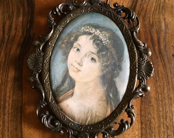 Miniatura antigua, silueta de una joven dama, Inglaterra, c.1825