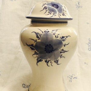 Blue and White Chinese Jar Large Floral Ginger Jar Chinese Porcelain Jar MADE IN CHINA Vintage