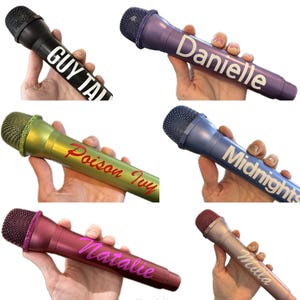 Custom Name Text Prop Microphone - Concert Costume Cosplay Halloween Outfit Accessory, Toy, Photo Prop - Fake Mic Play Lipsyncing
