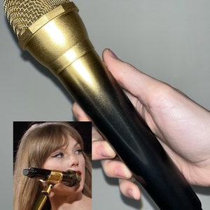 Eras Tour Inspired Prop Fake Microphone Taylor Concert Costume Swift Accessory Bejeweled Rhinestone, 1989, Rep, Lover, Midnights Fearless Gold Ombre