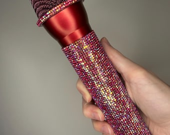 Iridescent Rhinestone Prop Microphones - Concert AB Holo Sparkle Fake Mic Cosplay Accessory Toy Halloween Costume - Music Singer Popstar
