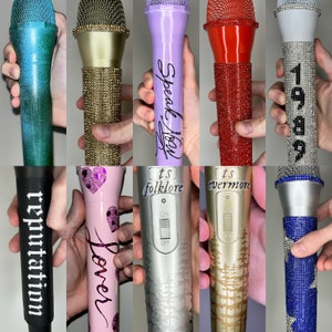 TS Eras Inspired Prop Microphones - Swift Concert Costume Accessory - Bejeweled Rhinestone 1989, Rep, Lover, folklore/evermore, Midnights