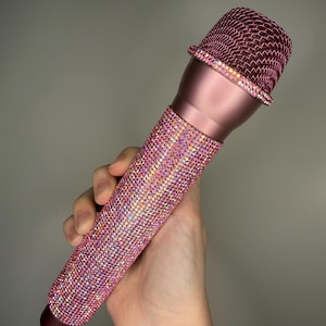 Iridescent Rhinestone Prop Microphones - Concert AB Holo Sparkle Fake ...