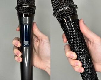 W68 Wireless Microphone Professional Receiver/Transmitter System Universal Handheld Mic - Karaoke, Performance - Plain or Rhinestone Sparkly