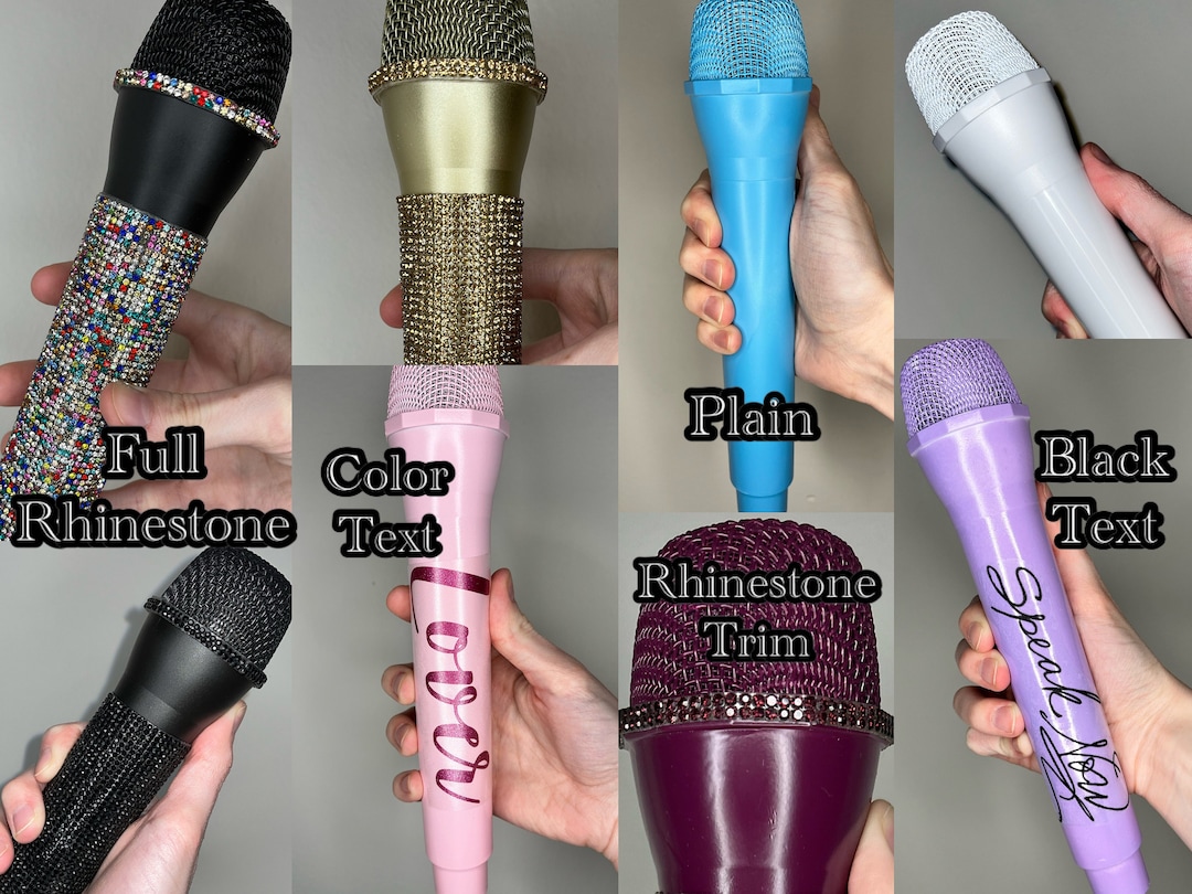 Prop Microphones Custom Text, Rhinestone Fake Mics Concert/festival