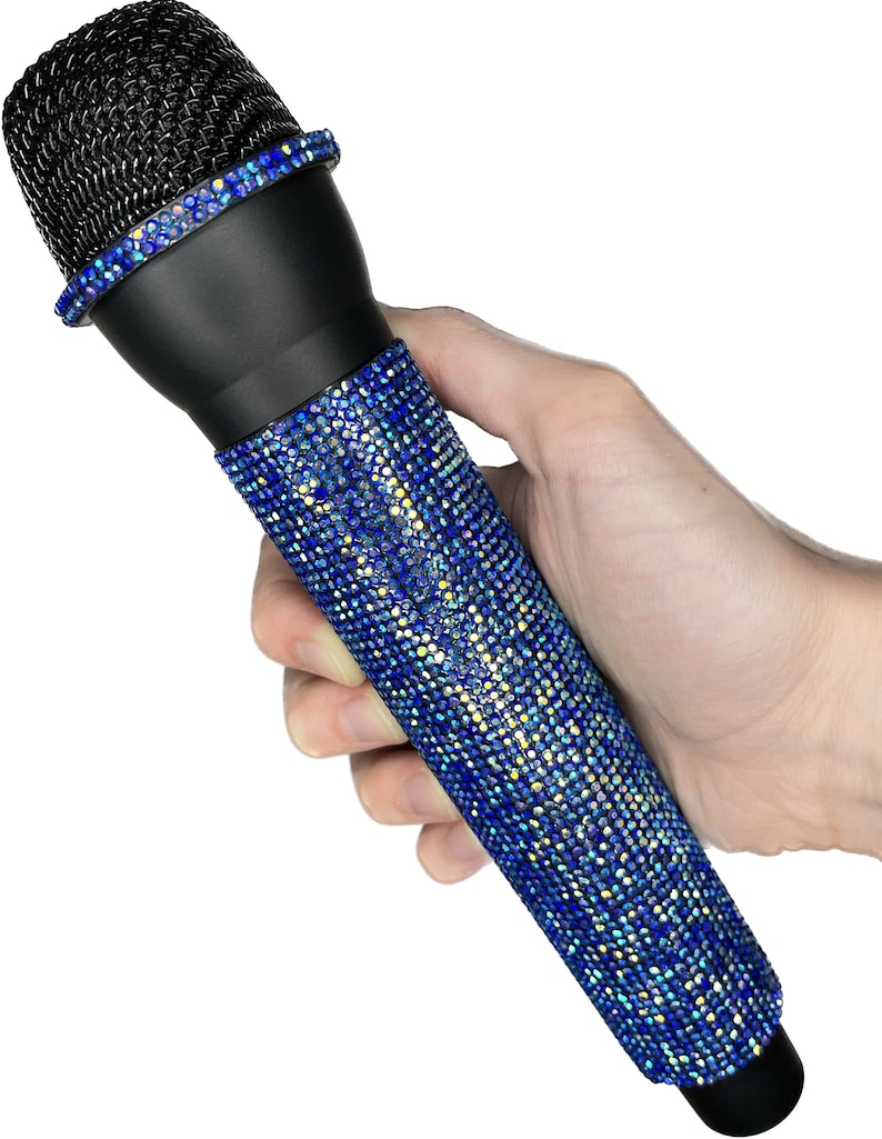 Eras Tour Geïnspireerd Prop Fake Microfoon Taylor Concert Kostuum Swift Accessoire Met juwelen getooide Strass, 1989, Rep, Lover, Midnights Lover Blue Sparkle