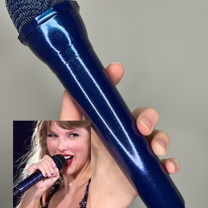 Eras Tour Geïnspireerd Prop Fake Microfoon Taylor Concert Kostuum Swift Accessoire Met juwelen getooide Strass, 1989, Rep, Lover, Midnights Midnights Blue