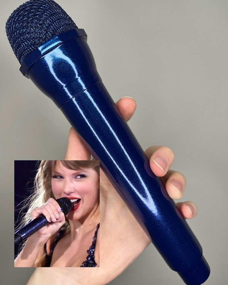 Eras Tour Inspired Prop Fake Microphone Taylor Concert Costume Swift Accessory Bejeweled Rhinestone, 1989, Rep, Lover, Midnights Midnights Blue