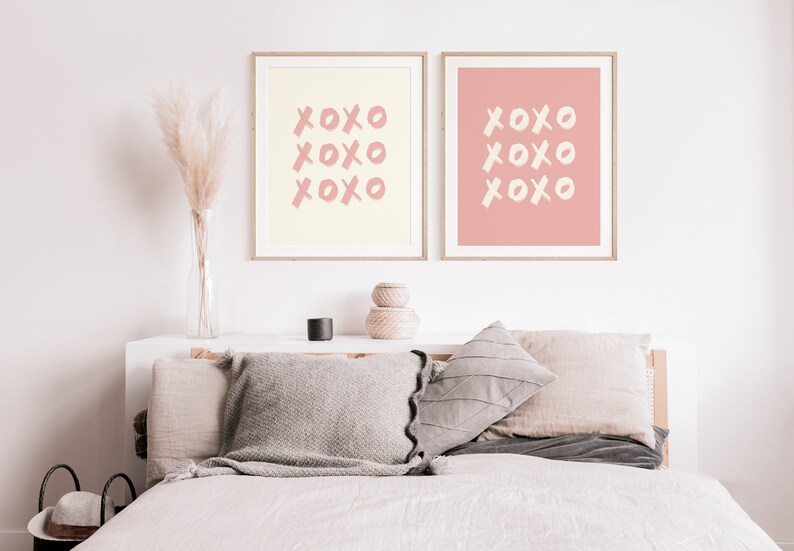 XOXO Printable Wall Art Pink Wall Decor Pink Wall Print Etsy