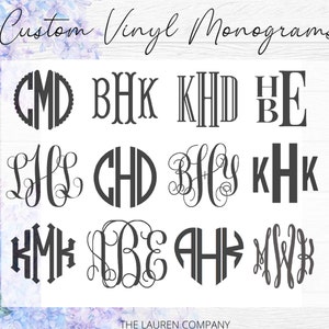 Vinyl Monogram Decal Sticker FREE SHIPPING! | Many sizes, colors, and styles! Car Monogram Yeti Decal Cell Phone Monogram Laptop Monogram