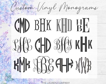 Vinyl Monogram Decal Sticker FREE SHIPPING! | Many sizes, colors, and styles! Car Monogram Yeti Decal Cell Phone Monogram Laptop Monogram