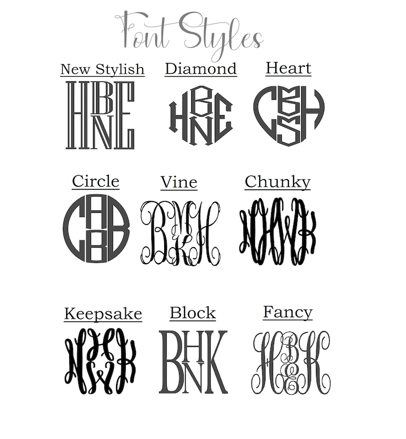 4 Initial Monogram Decal Four Letter Monogram Decal 4 Etsy