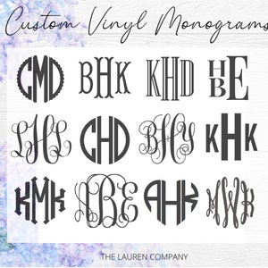 Vinyl Monogram Decal Sticker FREE SHIPPING! | Many sizes, colors, and styles! Car Monogram Yeti Decal Cell Phone Monogram Laptop Monogram