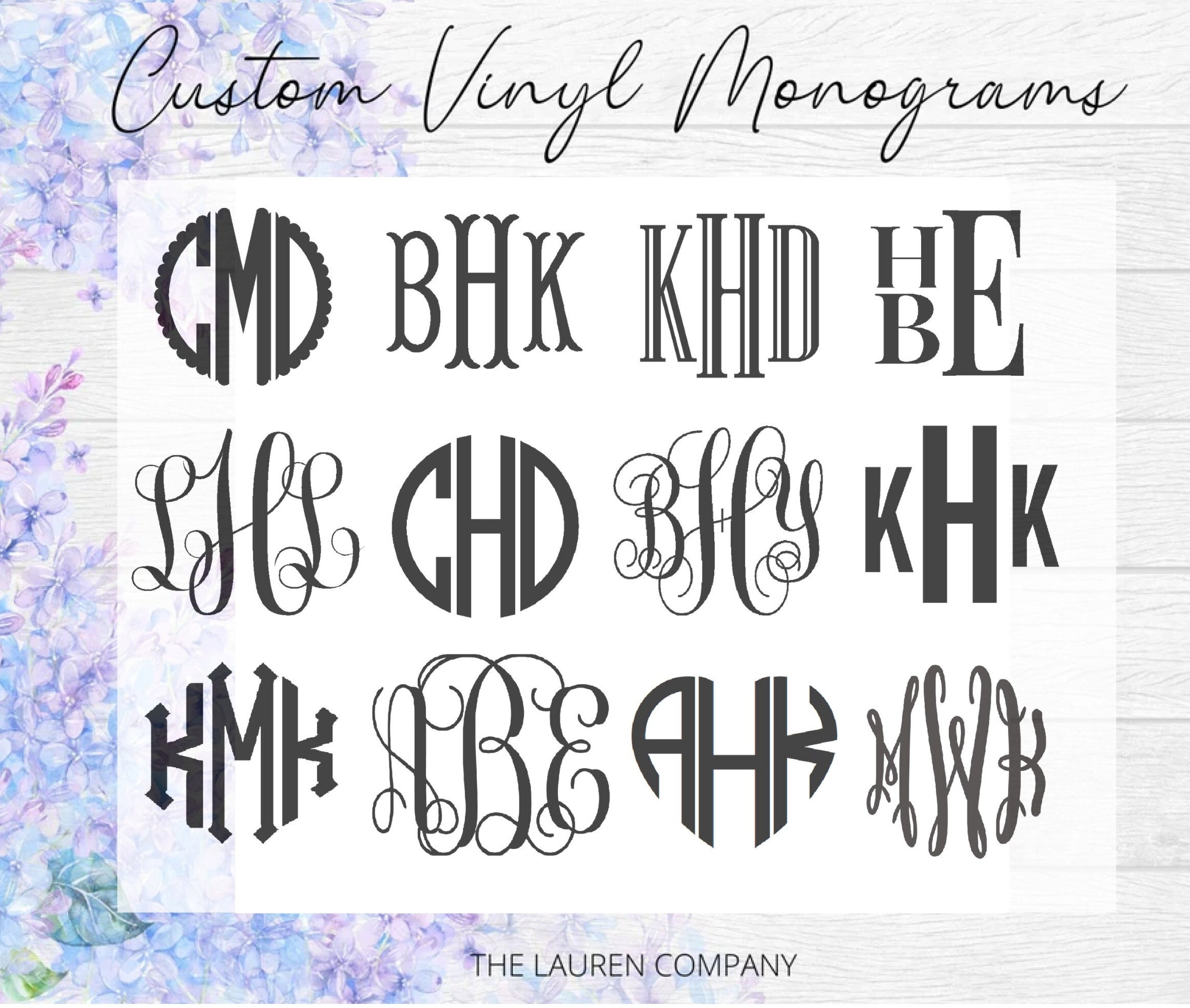 Vinyl Monogram Decal Sticker FREE SHIPPING! | Many sizes, colors, and styles! Car Monogram Yeti Decal Cell Phone Monogram Laptop Monogram