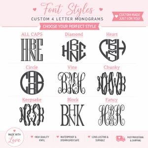 Custom Four Letter Monogram Decal Sticker