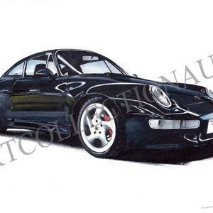 PORSCHE 993 - Originele tekening - Rechtenvrij - Baes Gérald