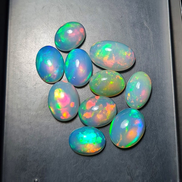 Natural Opal Cabochon | Gemstone Cabochon | Oval Cabochon | Welo Ethiopian Opal | Multi Fire Opal | Ethiopian Opal Lot | Natural Welo Opal