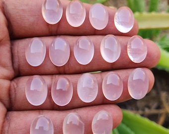Quartzo rosa natural de alta qualidade, lapidação cabochão lisa, formato oval, 14 x 10 mm, ideal para confecção de joias, pingentes e anéis. Pedra de cristal.