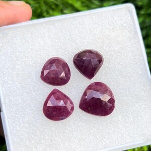 Saphir rose naturel de qualité supérieure, un côté, taille cabochon en forme de coeur, taille 12-14 MM, pendentif de bijoux en pierres précieuses 4 pièces