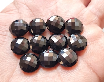 AAA Natürliche Schwarze Spinell Checker Cut Runde Edelstein 12 MM Lot von 11 Stück Bestnote Lose Steine für die Schmuckherstellung Anhänger Ring Handwerk