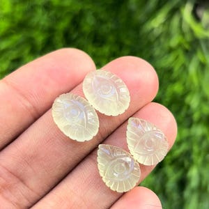 Bellissima prehnite di alta qualità naturale prehnite intagliata a mano cabochon misto forma cabochon dimensioni 14 x 10 mm 4 pezzi pietra preziosa per gioielli ciondolo