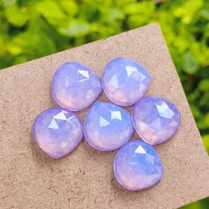 100% quartz lavande de qualité supérieure, un côté en forme de coeur taillé en rose, taille 20 mm, 6 pierres précieuses cabochon.