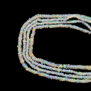 Bellissime perle di opale etiope bianco Forma Rondelle Dimensioni da 3 a 4 mm Perline, Perline lisce opale etiope da 16 pollici,