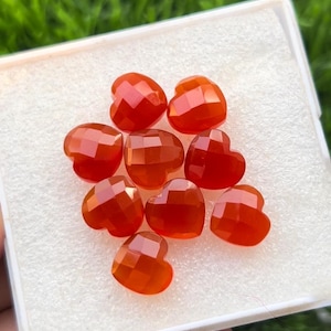 Cabochon en cornaline de qualité supérieure, taille en forme de coeur, taille 10 MM, 9 pièces de pierre précieuse cabochon